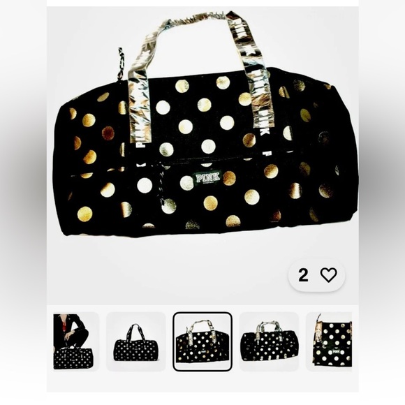 PINK Victoria's Secret Black and White Polka Dot Travel Bag - Picture 3 of 4